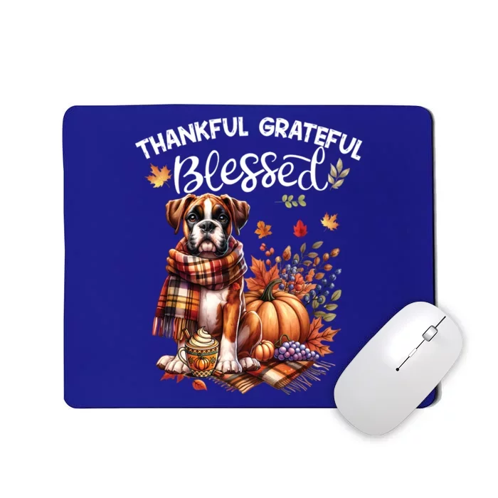 Thankful Grateful Blessed Cute Boxer Dog Fall YAll Autumn Funny Gift Mousepad