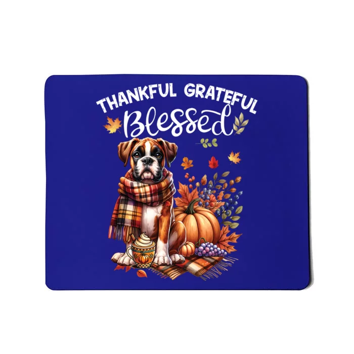 Thankful Grateful Blessed Cute Boxer Dog Fall YAll Autumn Funny Gift Mousepad