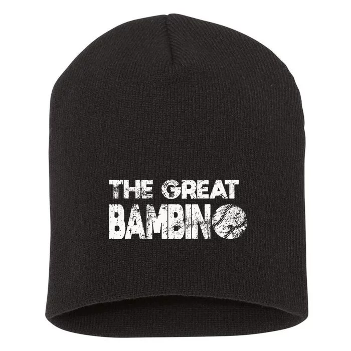 The Great Bambino Simple Baseball Legend Design Distressed Short Acrylic Beanie