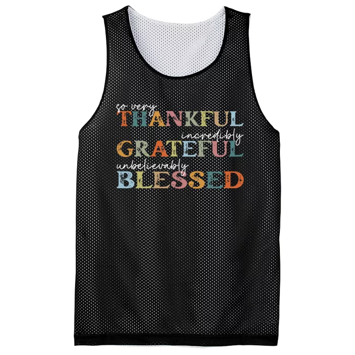 Thankful Grateful Blessed Happy Thanksgiving Day Mesh Reversible Basketball Jersey Tank