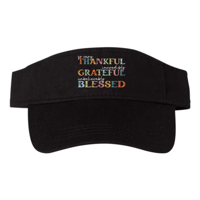 Thankful Grateful Blessed Happy Thanksgiving Day Valucap Bio-Washed Visor