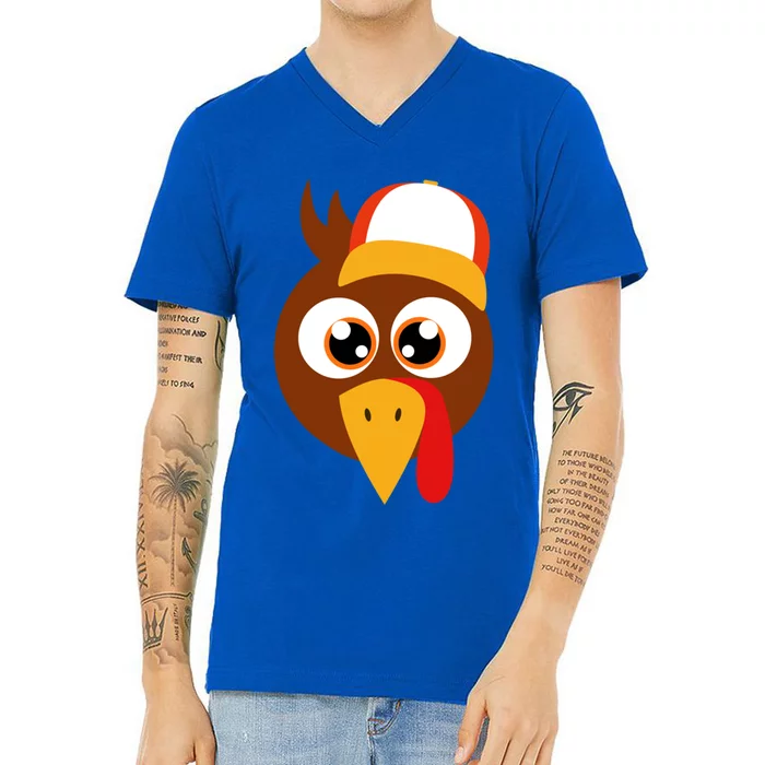 Thankful Grateful Blessed Thanksgiving Turkey Baseball Hat Gift V-Neck T-Shirt