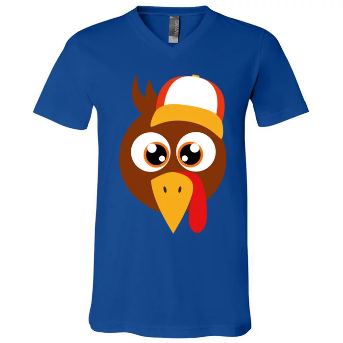 Thankful Grateful Blessed Thanksgiving Turkey Baseball Hat Gift V-Neck T-Shirt