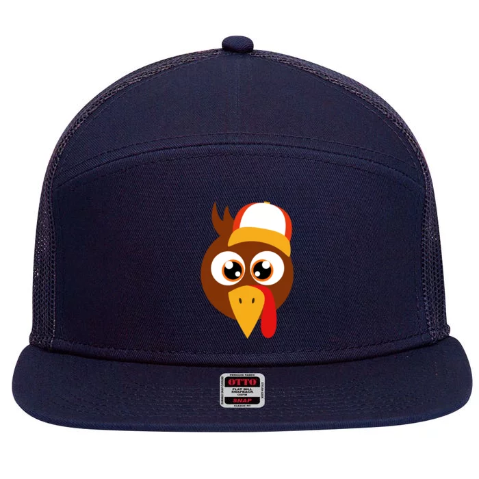 Thankful Grateful Blessed Thanksgiving Turkey Baseball Hat Gift 7 Panel Mesh Trucker Snapback Hat