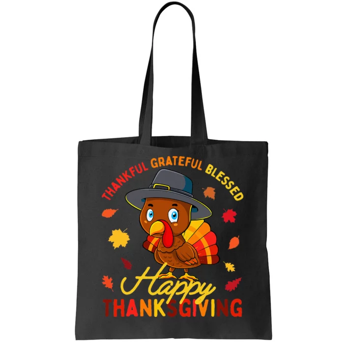 Thankful Grateful Blessed Thanksgiving Turkey Tote Bag