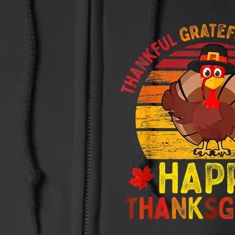 Thankful Grateful Blessed Happy Thanksgiving Turkey Full Zip Hoodie