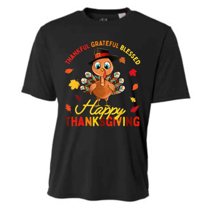 Thankful Grateful Blessed Thanksgiving Turkey Cooling Performance Crew T-Shirt