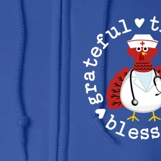 Thankful Grateful Blessed Stethoscope Scrub Top Turkey Nurse Funny Gift Full Zip Hoodie