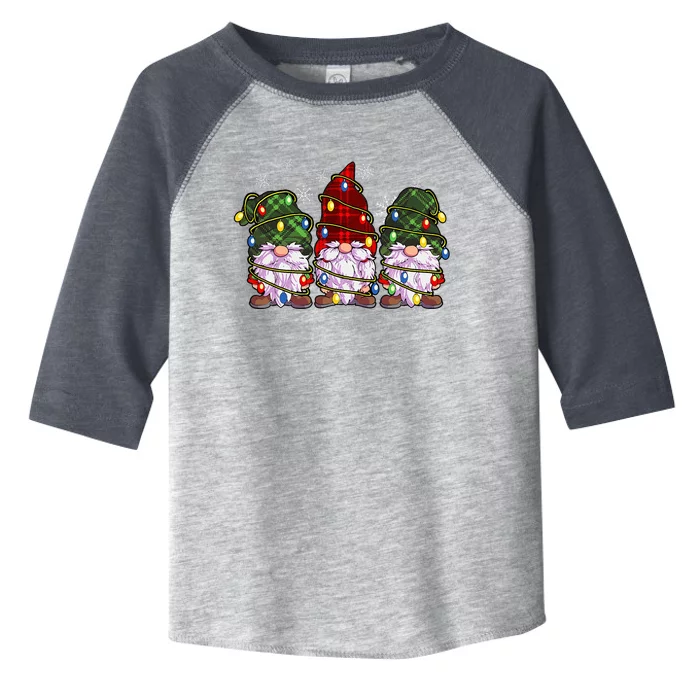 Three Gnomes Buffalo Plaid Red Christmas Toddler Fine Jersey T-Shirt