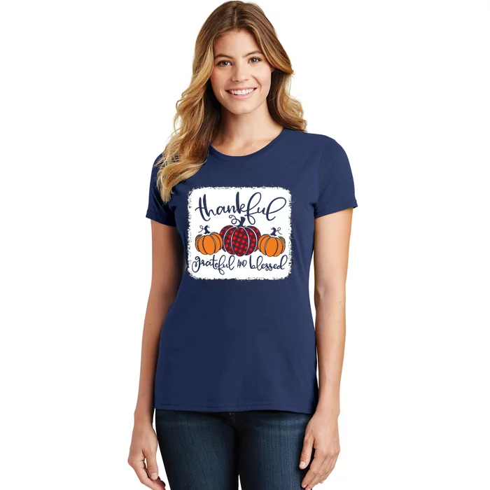 Thankful Grateful Blessed Thanksgiving Women's T-Shirt