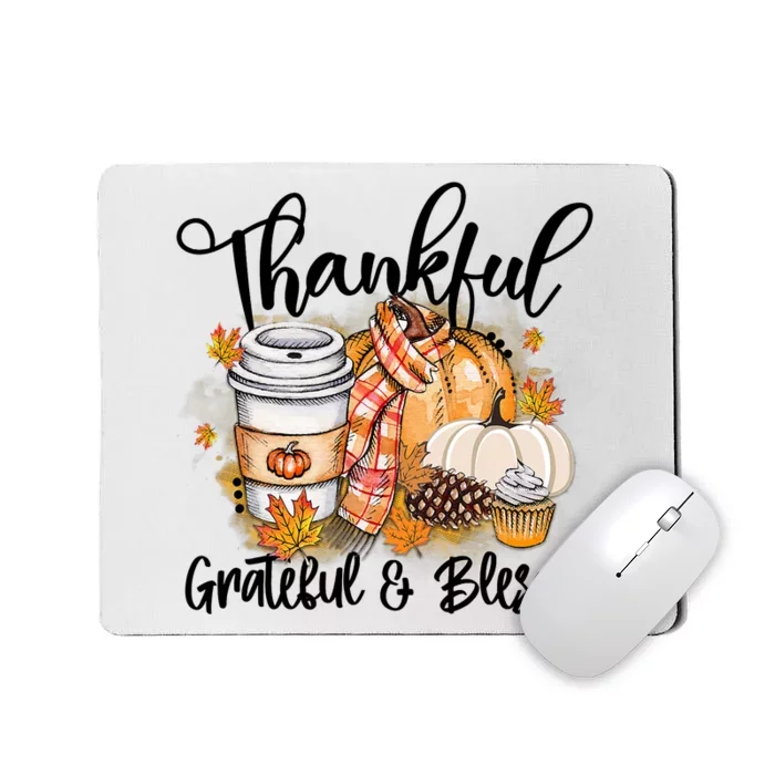 Thankful Grateful Blessed Fall Pumpkin Autumn Thanksgiving Mousepad