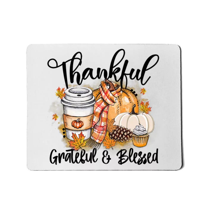 Thankful Grateful Blessed Fall Pumpkin Autumn Thanksgiving Mousepad