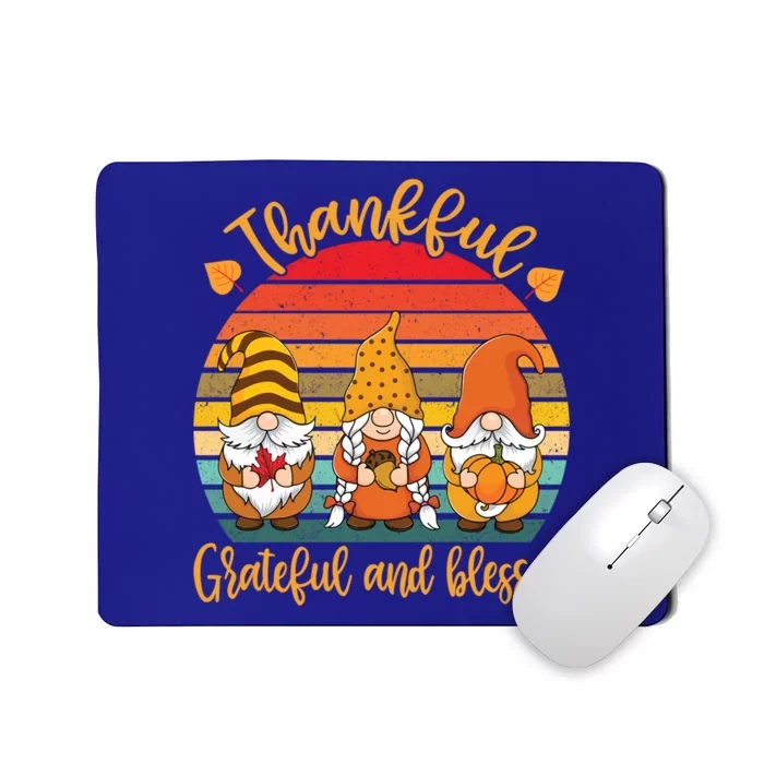 Thankful Grateful Blessed Fall Gnomes Autumn Gift Mousepad