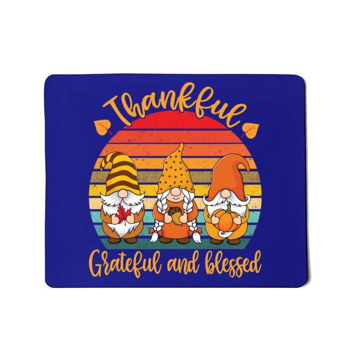 Thankful Grateful Blessed Fall Gnomes Autumn Gift Mousepad