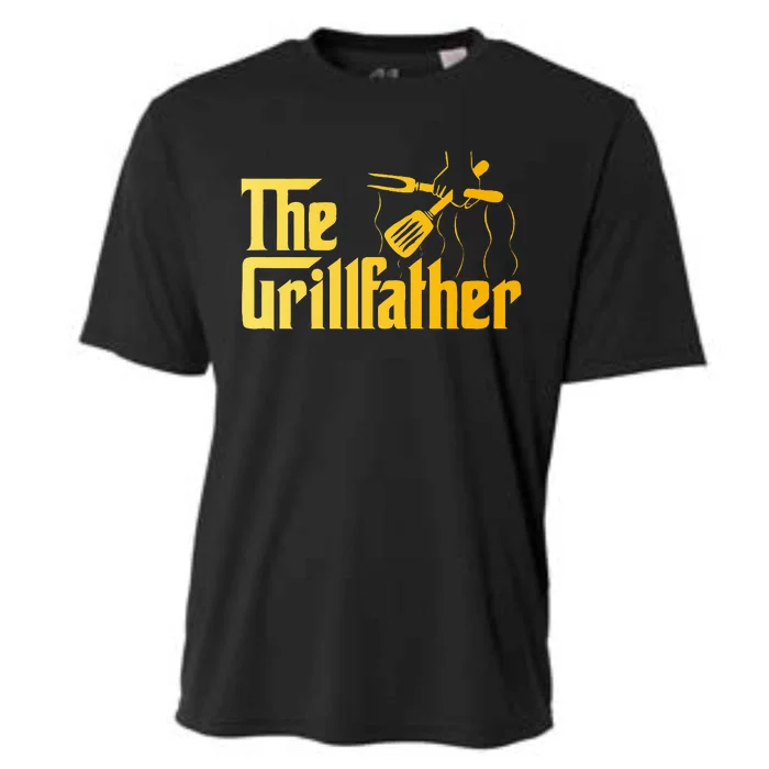 The Grillfather Bbq Grill & Smoker Barbecue Chef Cooling Performance Crew T-Shirt