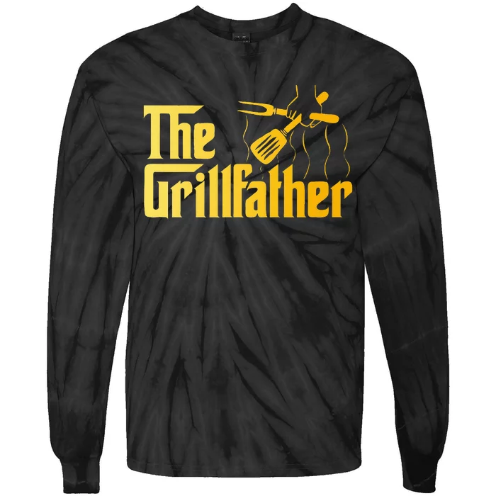 The Grillfather Bbq Grill & Smoker Barbecue Chef Tie-Dye Long Sleeve Shirt