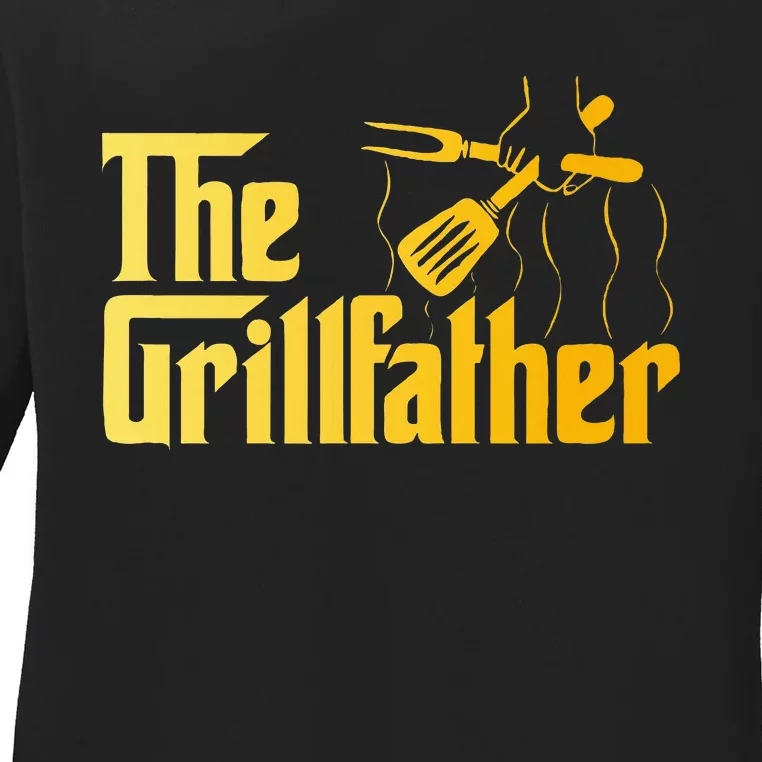 The Grillfather Bbq Grill & Smoker Barbecue Chef Ladies Long Sleeve Shirt