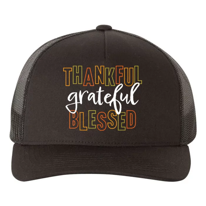 Thankful Grateful Blessed Women Girls Thanksgiving Yupoong Adult 5-Panel Trucker Hat