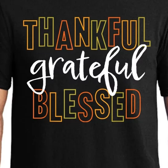 Thankful Grateful Blessed Women Girls Thanksgiving Pajama Set