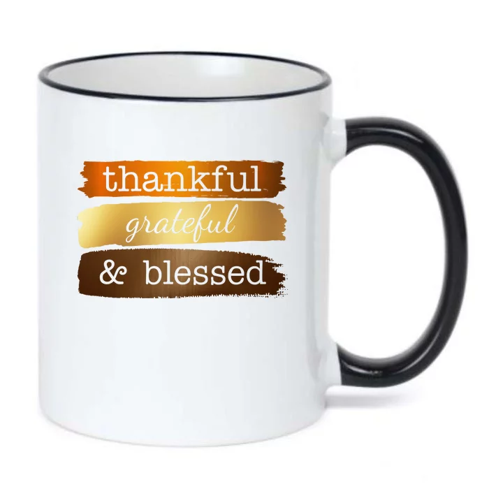 Thankful Grateful Blessed Thanksgiving Holiday Black Color Changing Mug