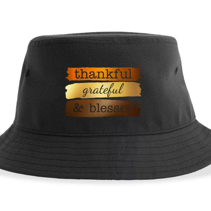 Thankful Grateful Blessed Thanksgiving Holiday Sustainable Bucket Hat