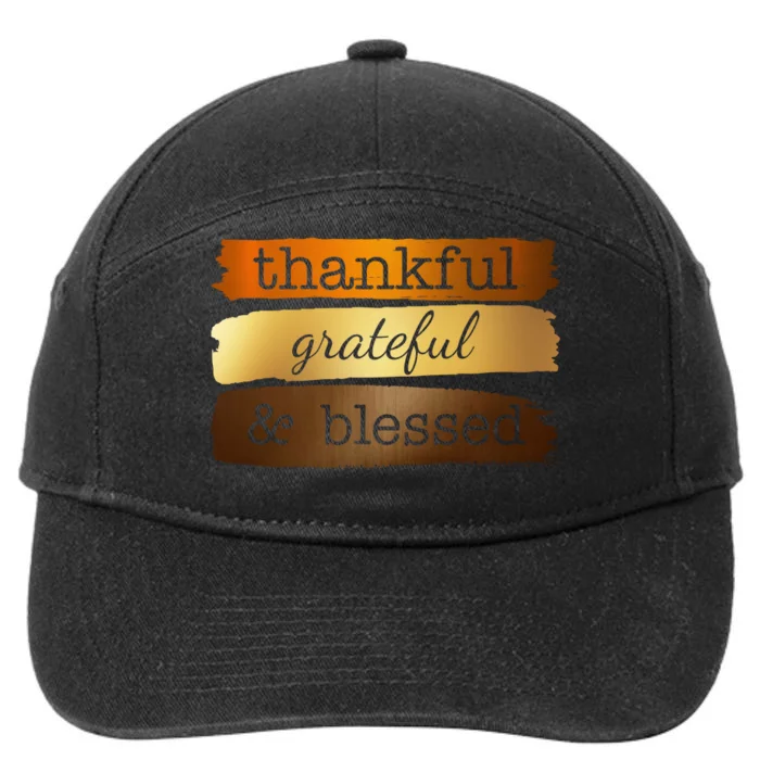 Thankful Grateful Blessed Thanksgiving Holiday 7-Panel Snapback Hat