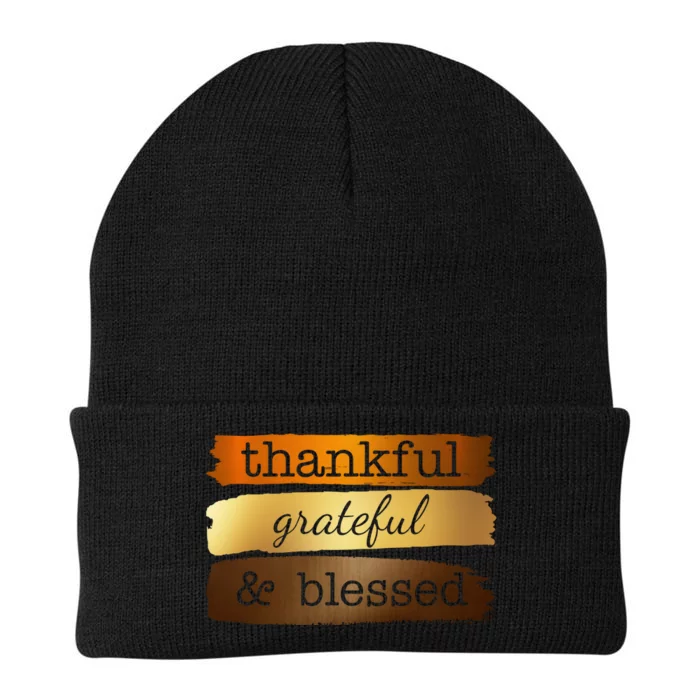 Thankful Grateful Blessed Thanksgiving Holiday Knit Cap Winter Beanie