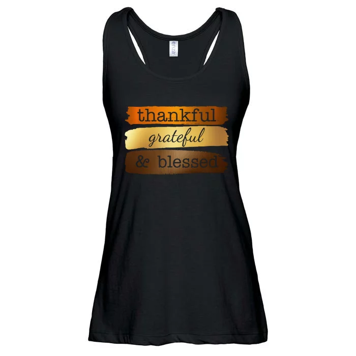 Thankful Grateful Blessed Thanksgiving Holiday Ladies Essential Flowy Tank