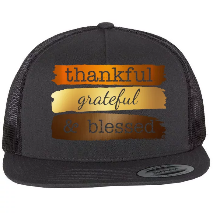 Thankful Grateful Blessed Thanksgiving Holiday Flat Bill Trucker Hat