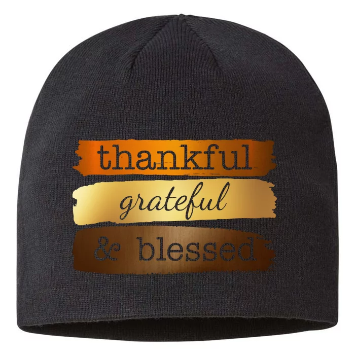 Thankful Grateful Blessed Thanksgiving Holiday 8 1/2in Sustainable Knit Beanie