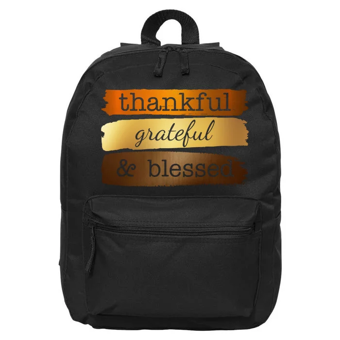 Thankful Grateful Blessed Thanksgiving Holiday 16 in Basic Backpack