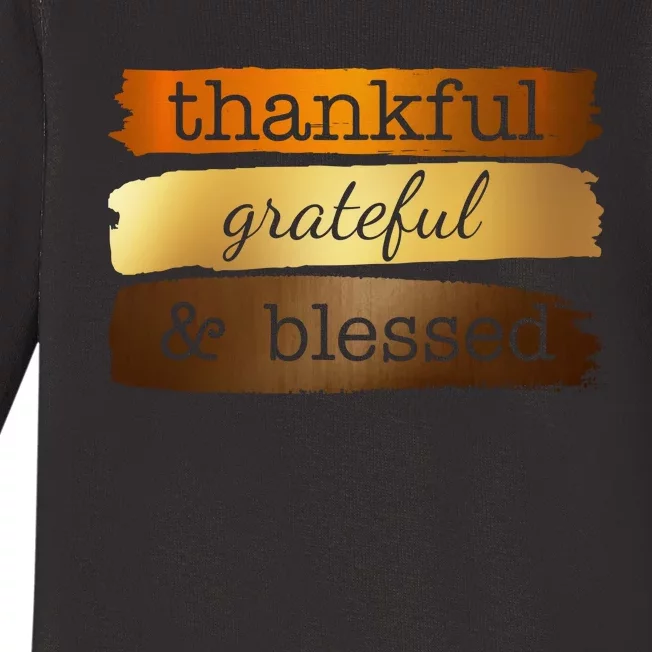 Thankful Grateful Blessed Thanksgiving Holiday Baby Long Sleeve Bodysuit