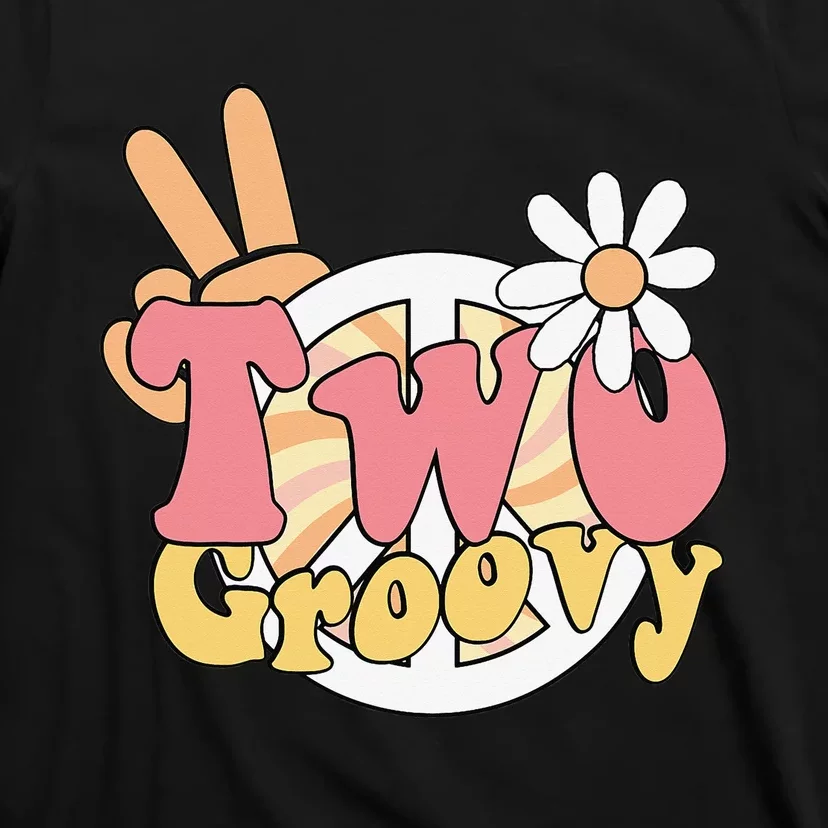 Two Groovy Birthday Boho Party Outfit 2nd Birthday 70s T-Shirt