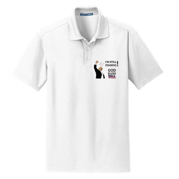 Trump God Bless America I Am Still Standing Trump For President Dry Zone Grid Performance Polo