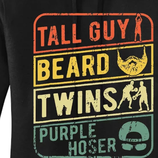 Tall Guy Beard Twins Purple Hoser Women's Pullover Hoodie