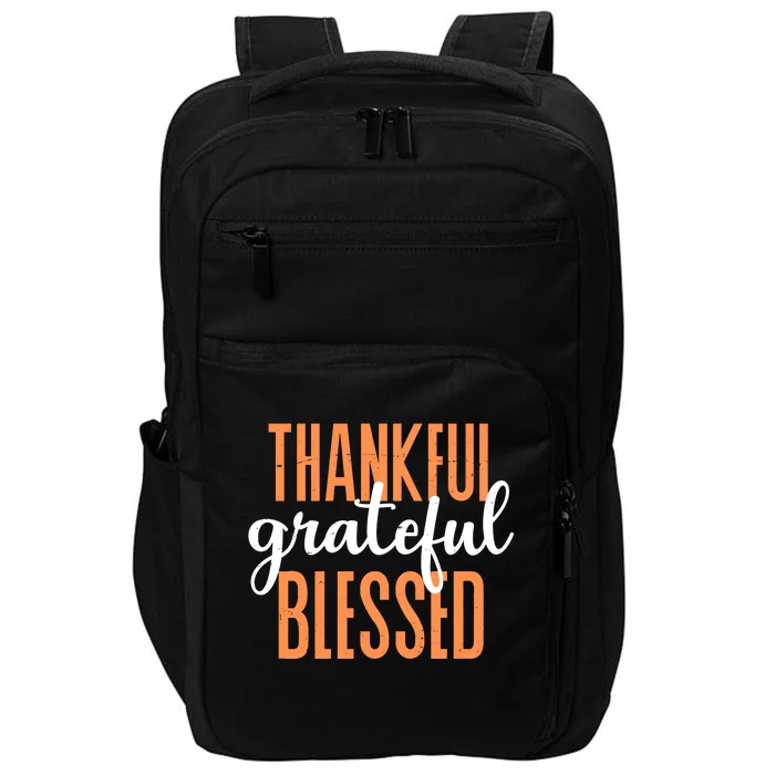 Thankful Grateful Blessed Vintage Thanksgiving Impact Tech Backpack