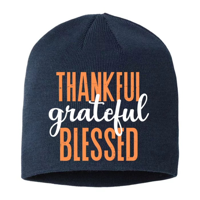 Thankful Grateful Blessed Vintage Thanksgiving 8 1/2in Sustainable Knit Beanie