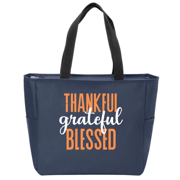 Thankful Grateful Blessed Vintage Thanksgiving Zip Tote Bag