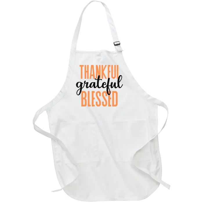 Thankful Grateful Blessed Vintage Thanksgiving Full-Length Apron With Pocket