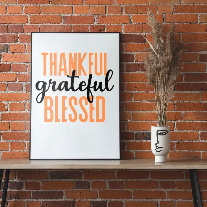 Thankful Grateful Blessed Vintage Thanksgiving Poster