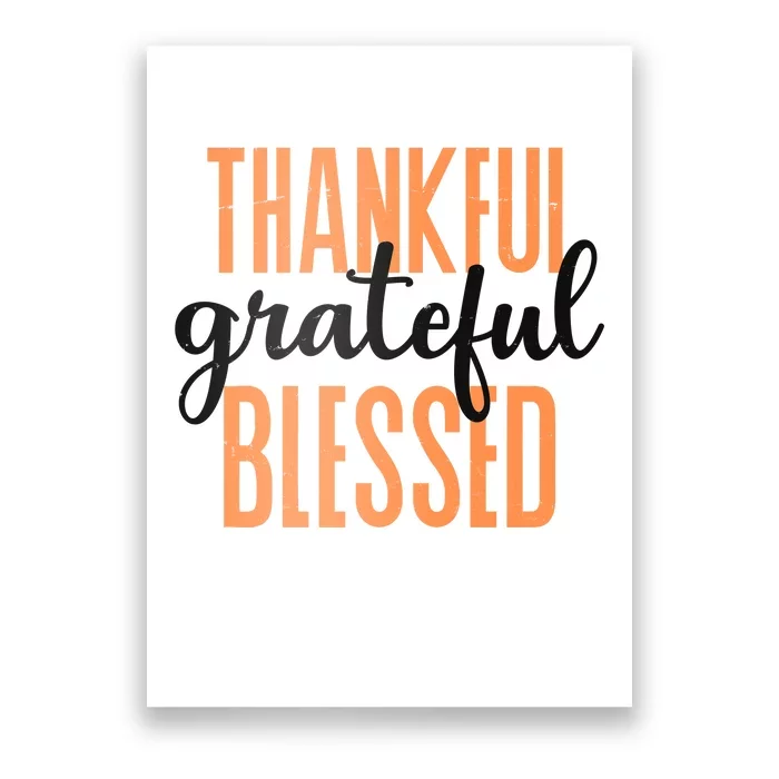 Thankful Grateful Blessed Vintage Thanksgiving Poster