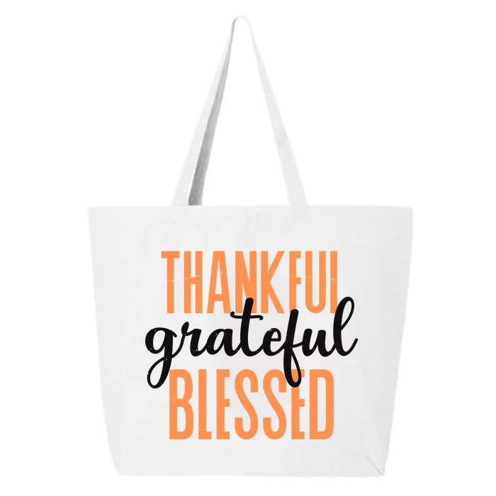 Thankful Grateful Blessed Vintage Thanksgiving 25L Jumbo Tote