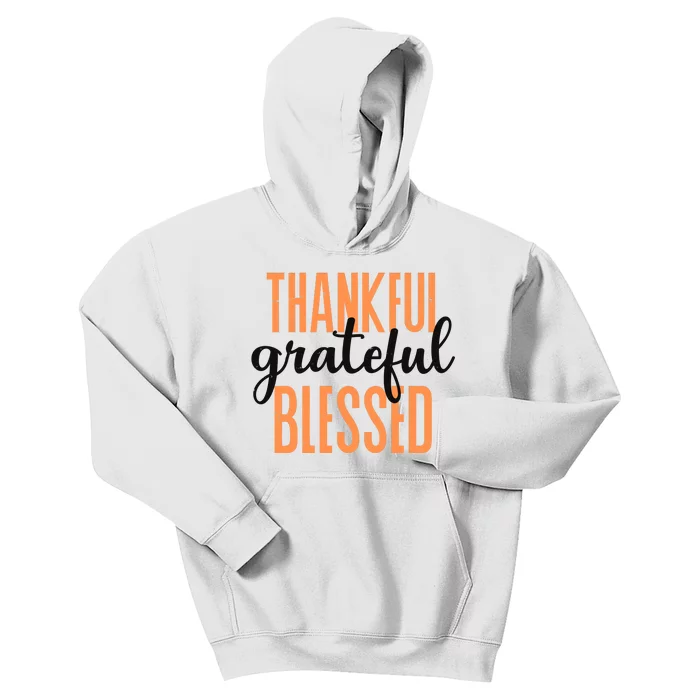 Thankful Grateful Blessed Vintage Thanksgiving Kids Hoodie