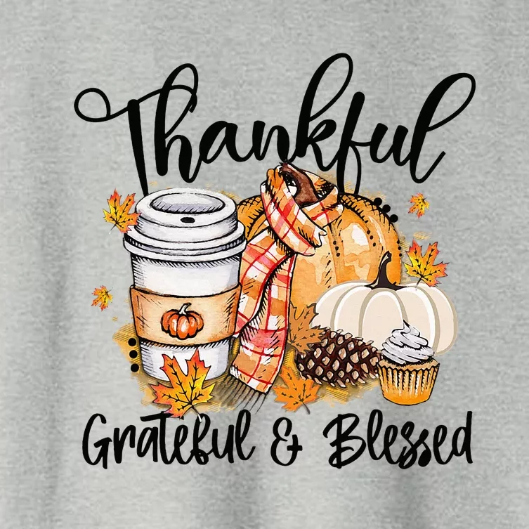 Thankful Grateful Blessed Fall Pumpkin Autumn Thanksgiving Women's Crop Top Tee