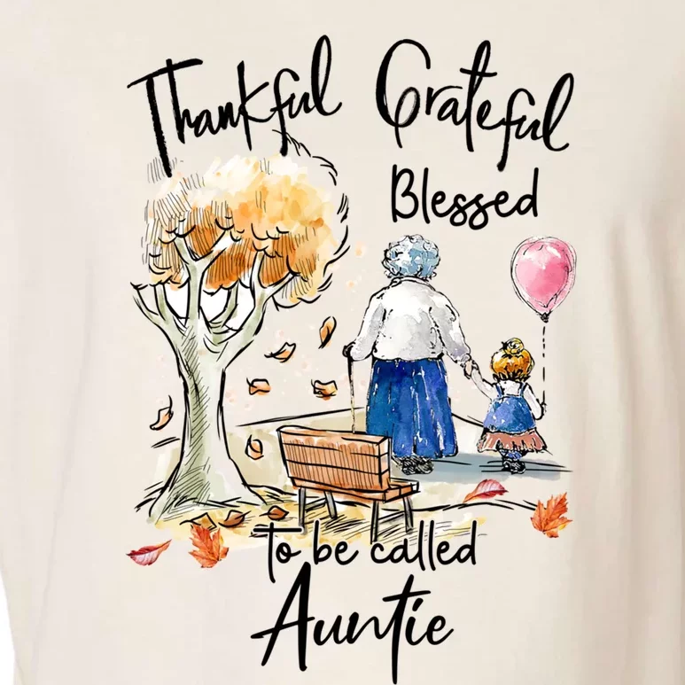 Thankful Grateful Blessed Auntie Autumn Tree Gift Garment-Dyed Women's Muscle Tee