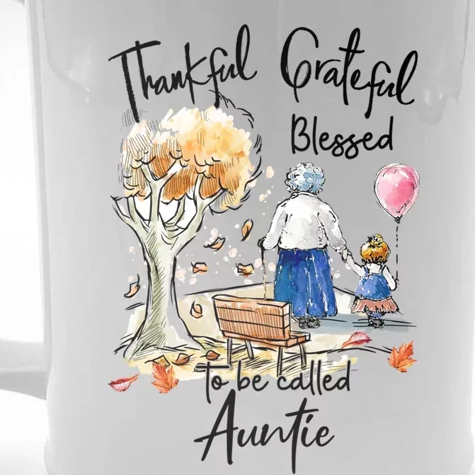 Thankful Grateful Blessed Auntie Autumn Tree Gift Front & Back Beer Stein