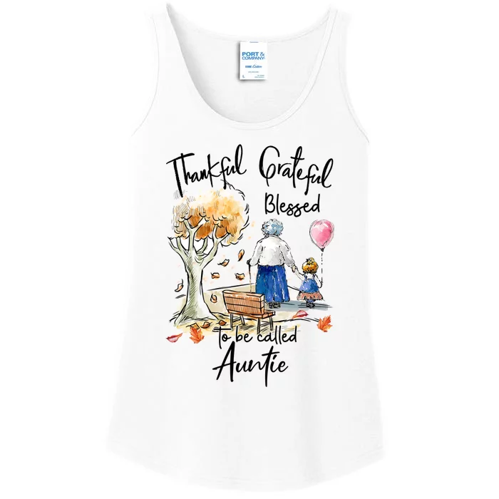 Thankful Grateful Blessed Auntie Autumn Tree Gift Ladies Essential Tank