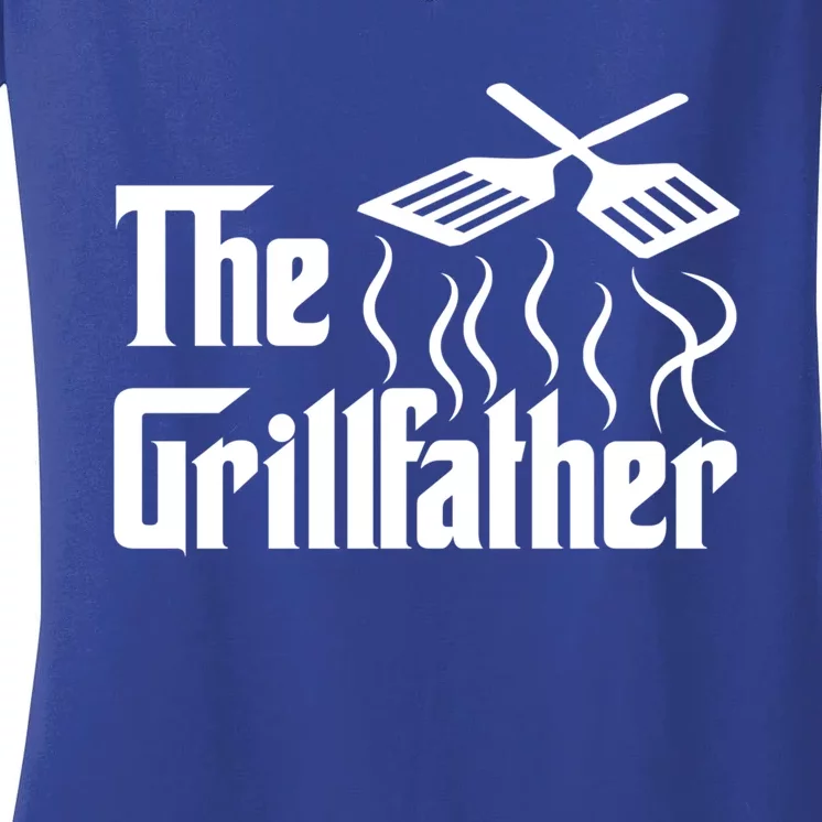 The Grillfather Bbq Grill And Smoker Barbecue Chef Meaningful Gift Women's V-Neck T-Shirt