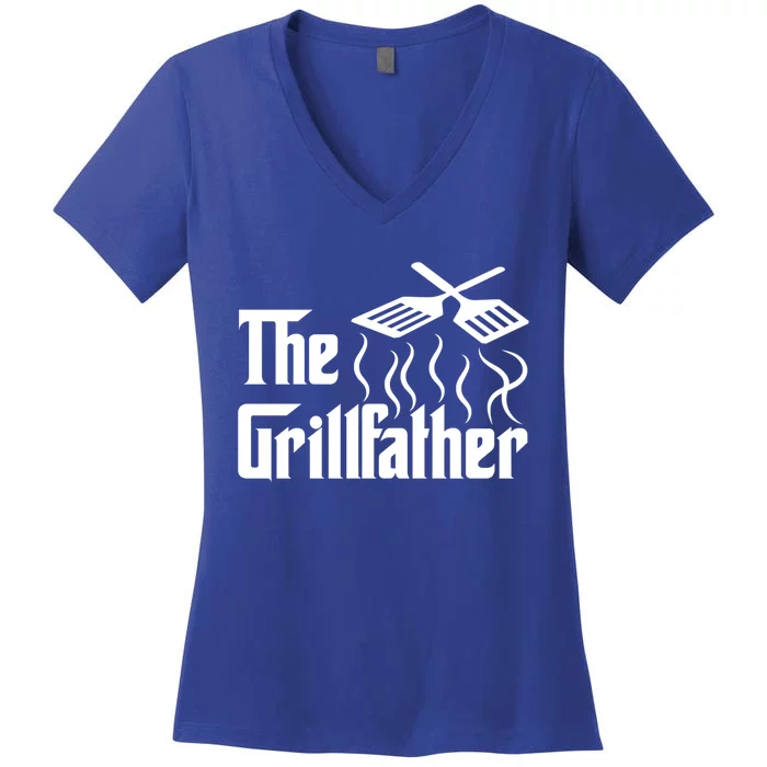 The Grillfather Bbq Grill And Smoker Barbecue Chef Meaningful Gift Women's V-Neck T-Shirt