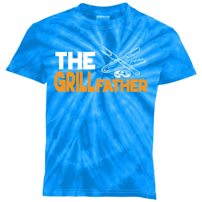 The Grillfather Bbq Griller Smoker Funny Barbecue Chef Dad Gift Kids Tie-Dye T-Shirt